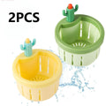 2pcs Cactus Sink Filter Basket, Versatile Kitchen Sink Strainer Cute Sink Filter Basket Kitchen Gadgets Press Automatic Dumping Basket for Home Use (Green & Yellow)