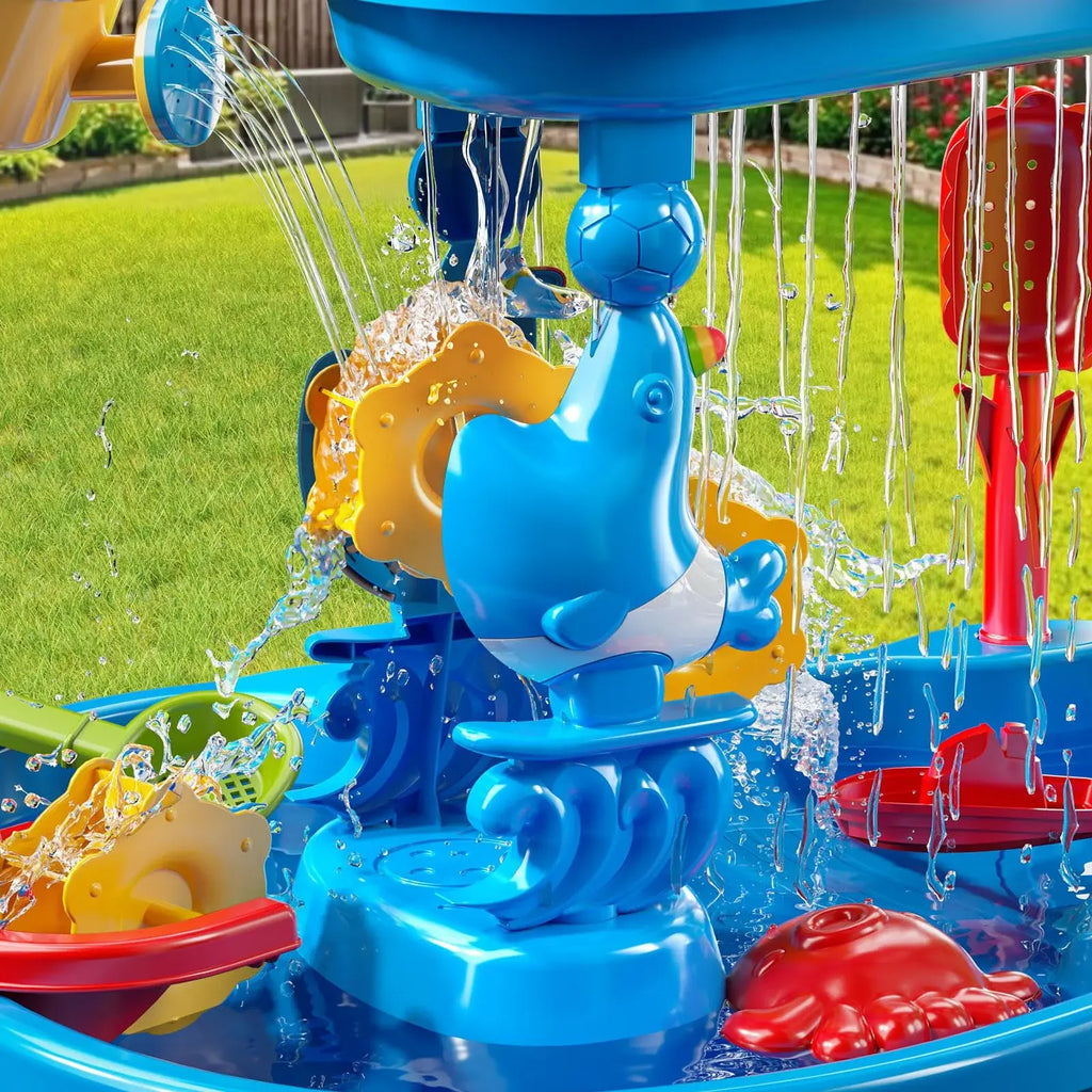 3-Tier Kids Sand Water Table for Beach, 39PCS Activity Sensory Play Table Toys for Toddlers, Water Activity Tables Summer Gift Toys for Outside Backyard summerwins