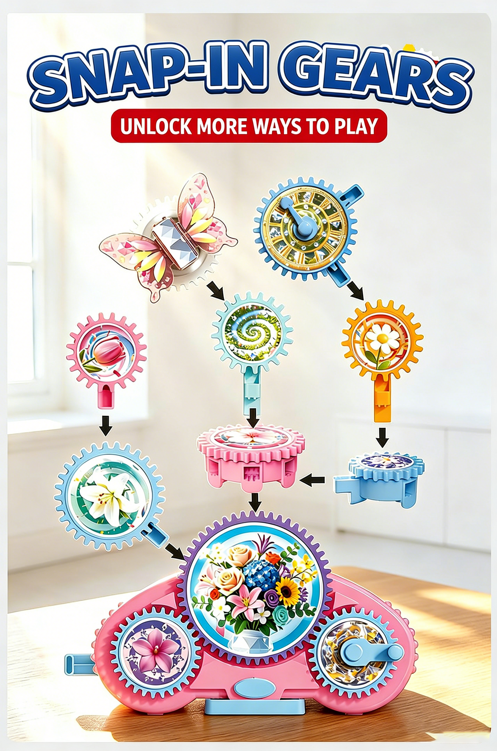2026 Magic Variable Gear Electric Building Blocks, Creative Linkage Educational Construction Toy