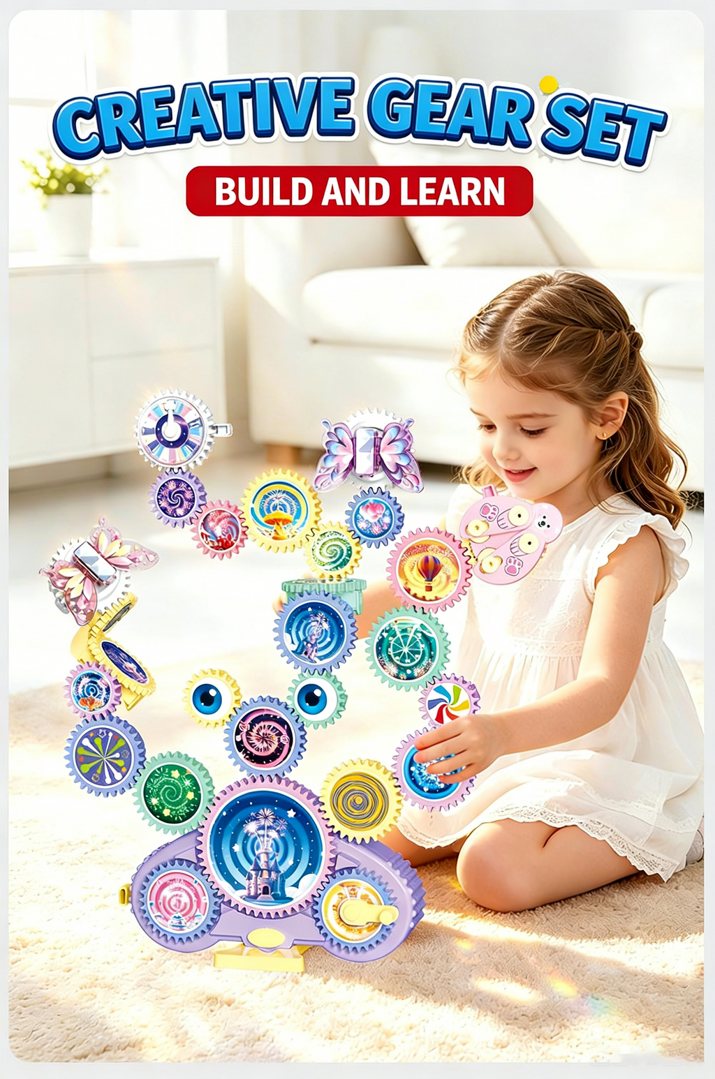 2026 Magic Variable Gear Electric Building Blocks, Creative Linkage Educational Construction Toy