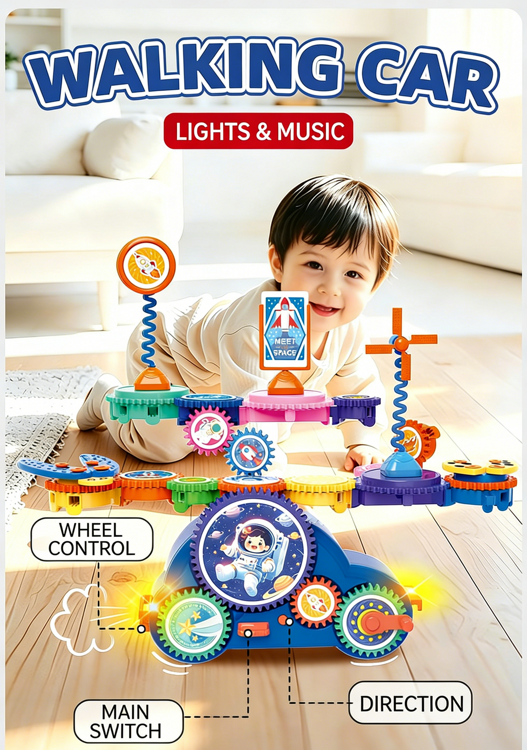 2026 Magic Variable Gear Electric Building Blocks, Creative Linkage Educational Construction Toy
