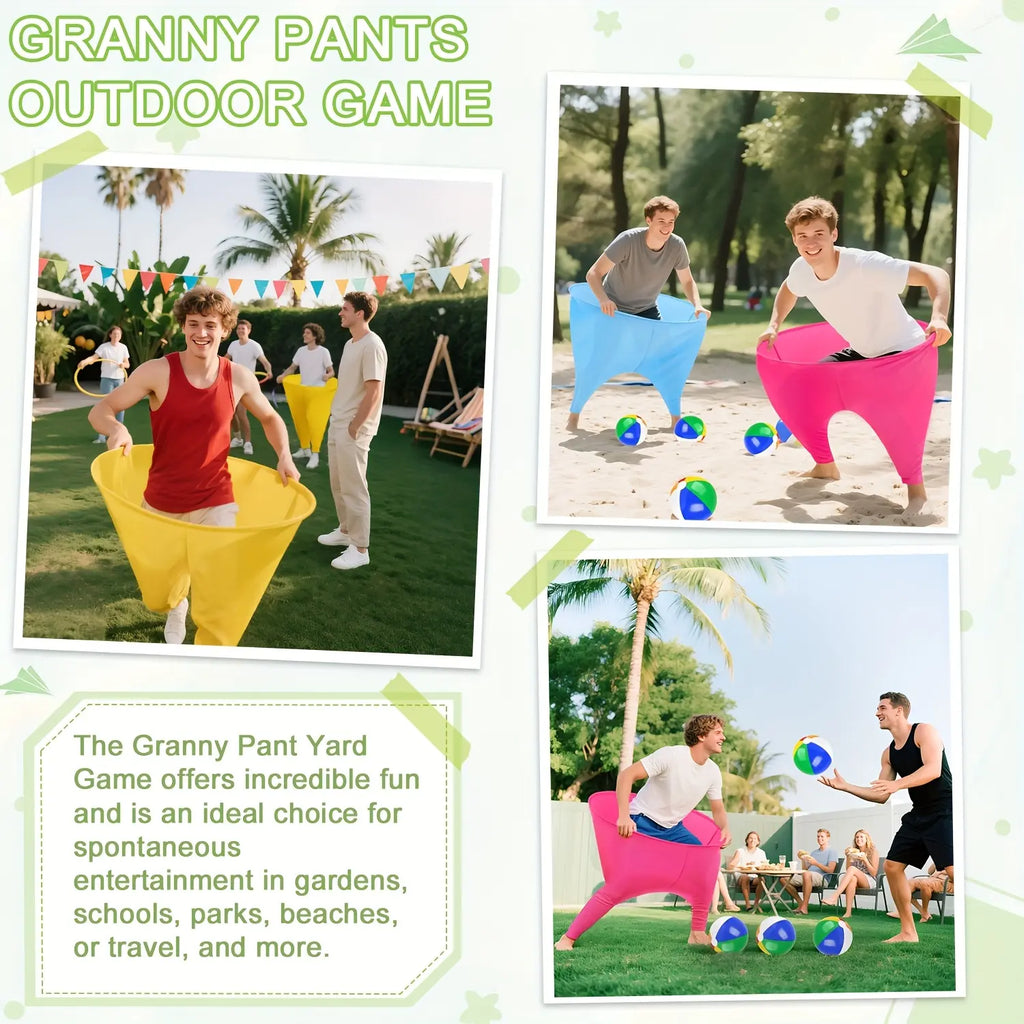 family party games,2PC Granny Pants Yard Game Set,oversize Granny Pants,Children's indoor/lawn throwing games,Parent-child Game Set, Giant Pants, with Bouncy Ball and Pump, Large Outdoor Day Family Fun Party Toss Game excellent gift for children