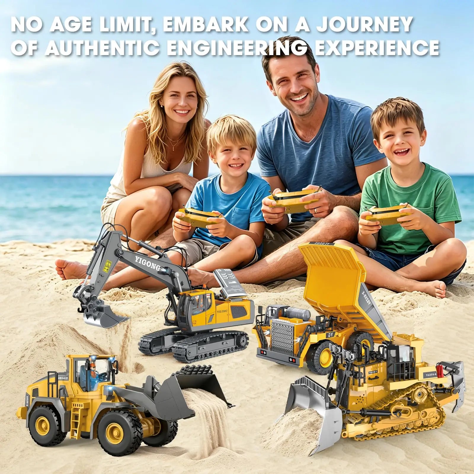 Remote Control Engineering Vehicle 2.4G High-Tech 11 Channels, Remote Control Excavator, Dump Truck, Aluminium Alloy ABS Engineering Vehicle Electronic Toy,Realistic Lights and Sounds,Gifts