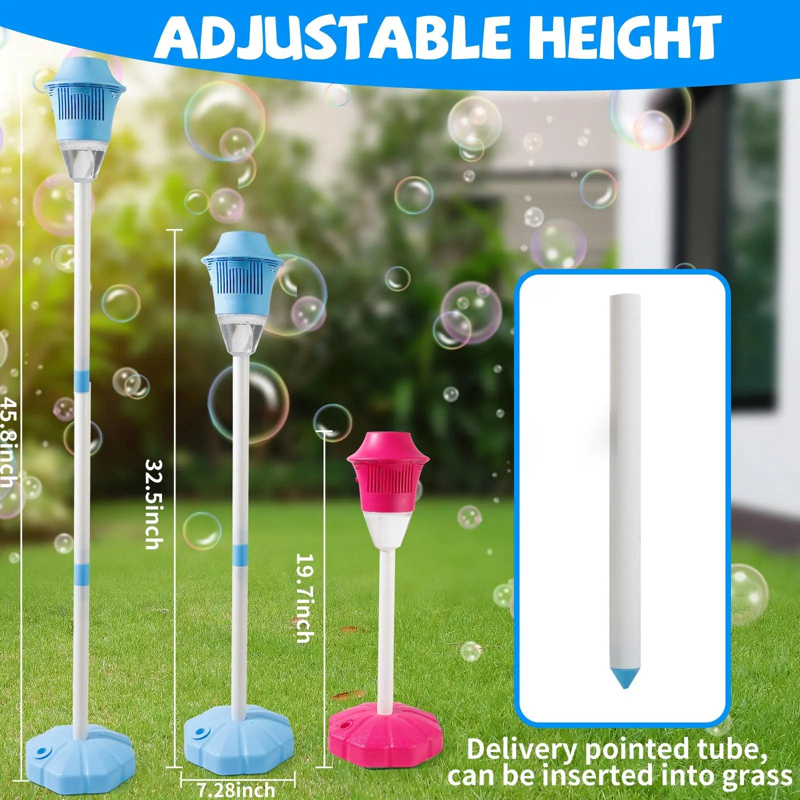 Bubble Maker Toy for Kids Automatic Bubble Blaster with Music & Lights Adjustable Height Perfect for Outdoor & PartyMassive Bubbles