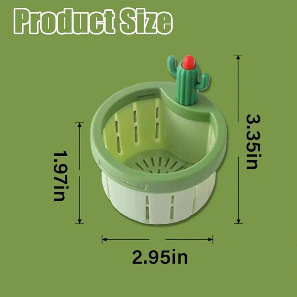 2pcs Cactus Sink Filter Basket, Versatile Kitchen Sink Strainer Cute Sink Filter Basket Kitchen Gadgets Press Automatic Dumping Basket for Home Use (Green & Yellow)