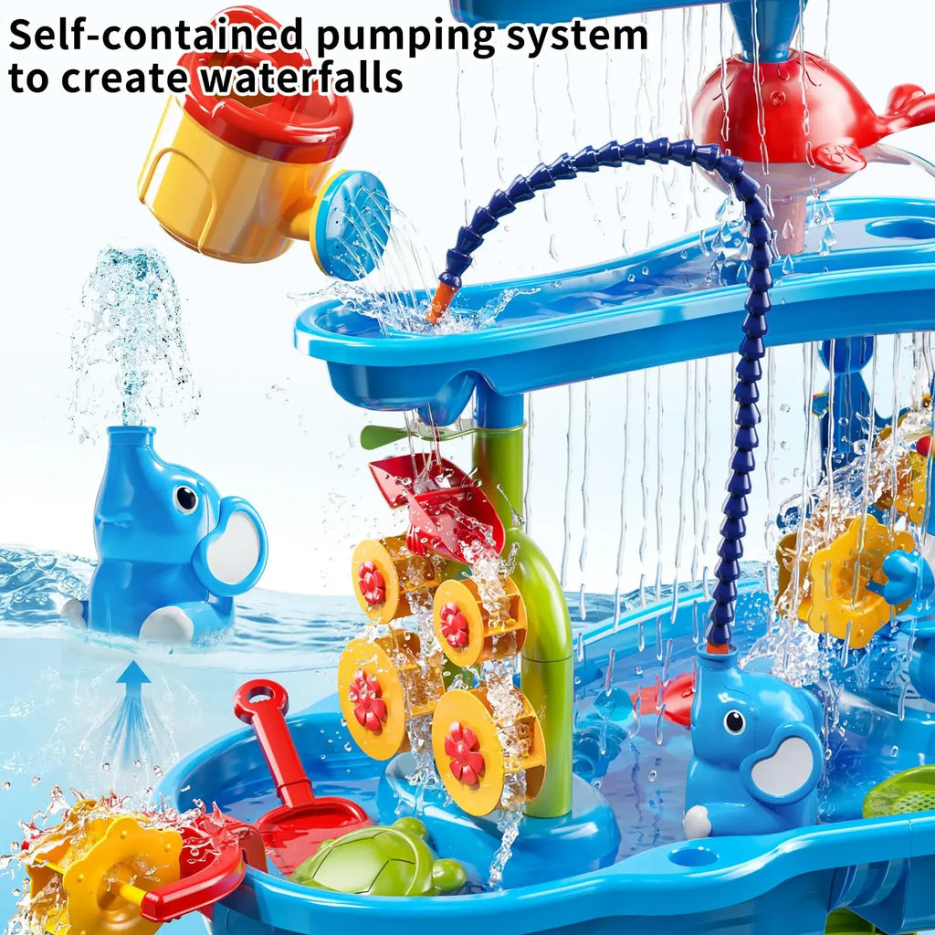 3-Tier Kids Sand Water Table for Beach, 39PCS Activity Sensory Play Table Toys for Toddlers, Water Activity Tables Summer Gift Toys for Outside Backyard summerwins
