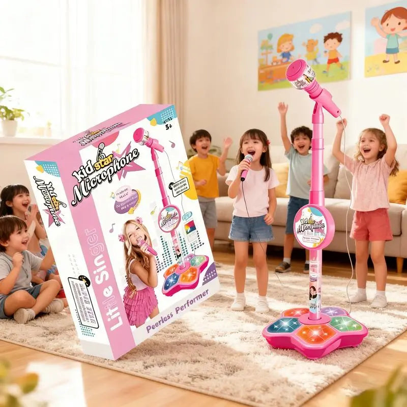 Unleash Your Child's Inner Pop Star! ThisKaraokeMicrophone Toy with Colorful LEDLights & Built-in MusicEncourages Singing,Boosts Confidence, and Makes aPerfectBirthday Gift for children Aged 3-8.Fun,Educational, and Hours of Entertainment!