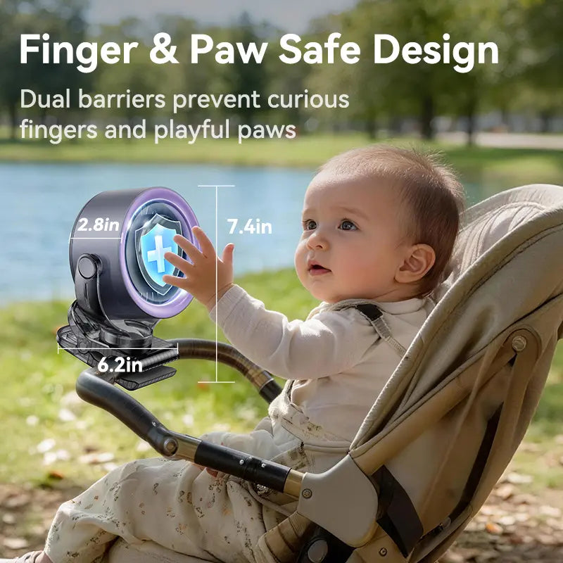 4000mAh Rechargeable Portable Clip on Fan-100-Speed Touch Control, LED Display, 360° Rotate Quiet Turbo Desk Fan, Small Battery Operated USB Fan for Stroller Bed Travel Camping Golf Gym