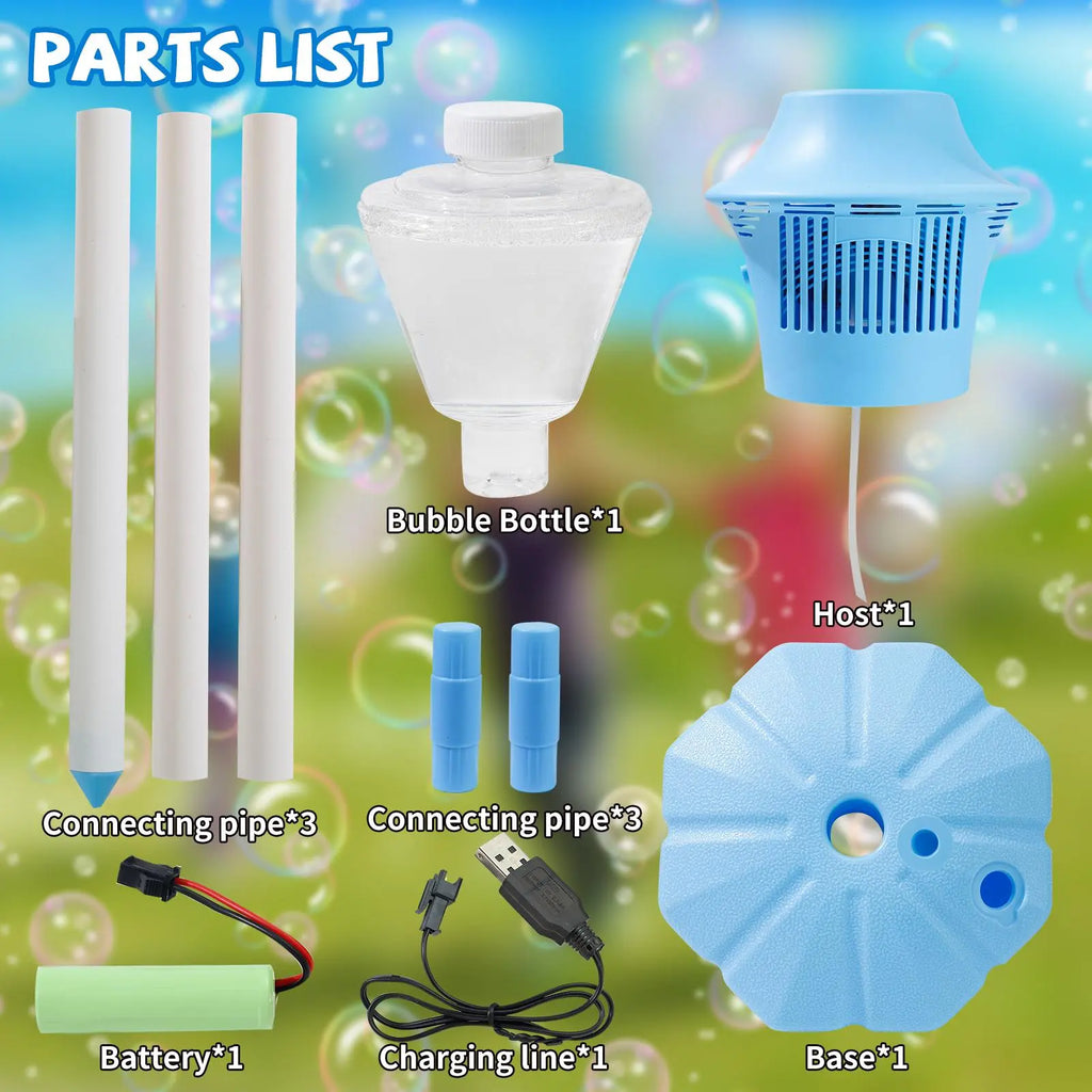 Bubble Maker Toy for Kids Automatic Bubble Blaster with Music & Lights Adjustable Height Perfect for Outdoor & PartyMassive Bubbles
