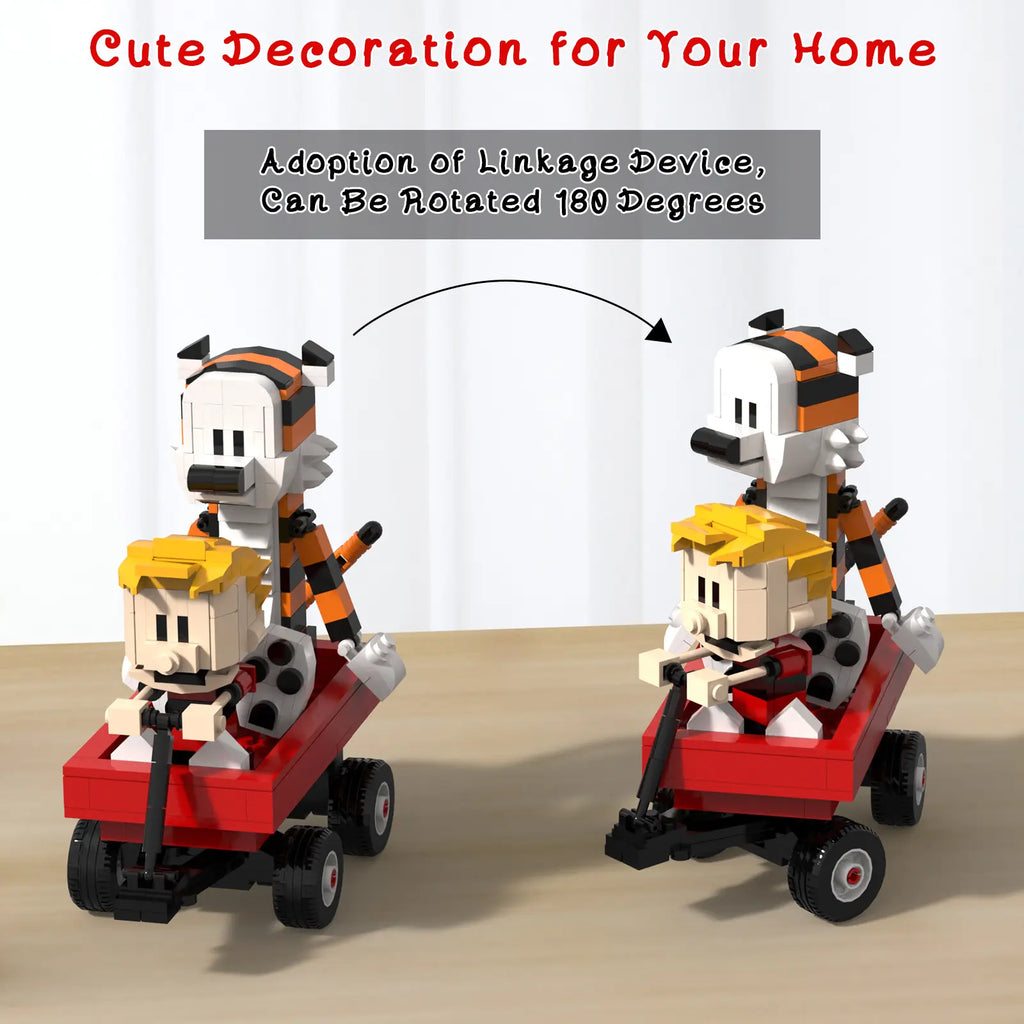 Boy and Tiger Adventure Blocks Set 358PCS with Rotatable Device Compatible with Legos Durable ABS Plastic Toy for Boys Girls Adults Fathersdaygift Model Car Kit with Wheel Animals