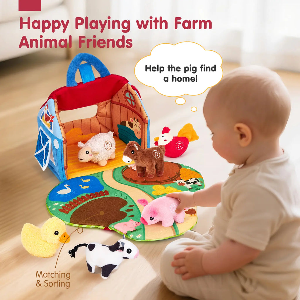 Surprise Barn with Stuffed Farm Animals with Real Sounds