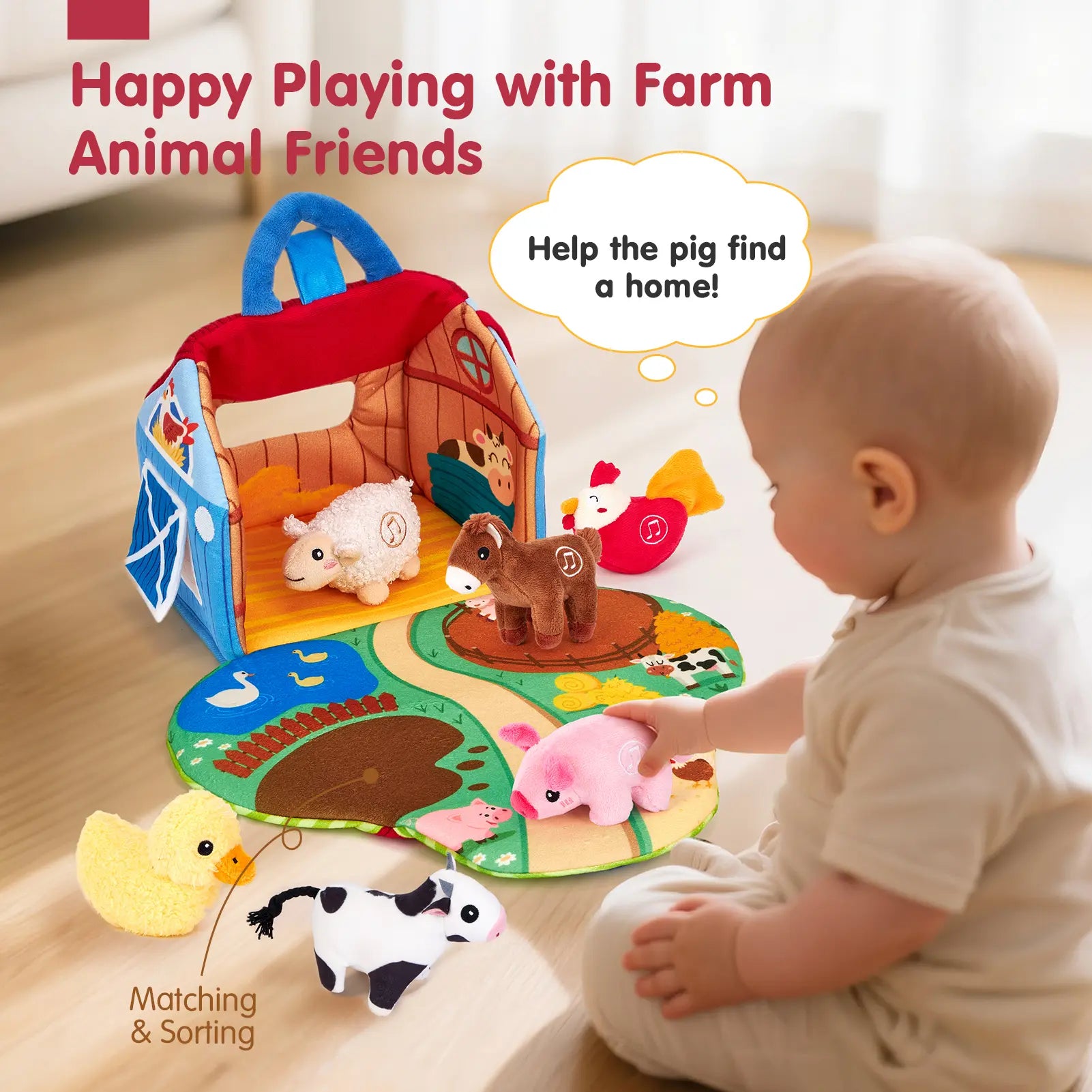 Surprise Barn with Stuffed Farm Animals with Real Sounds
