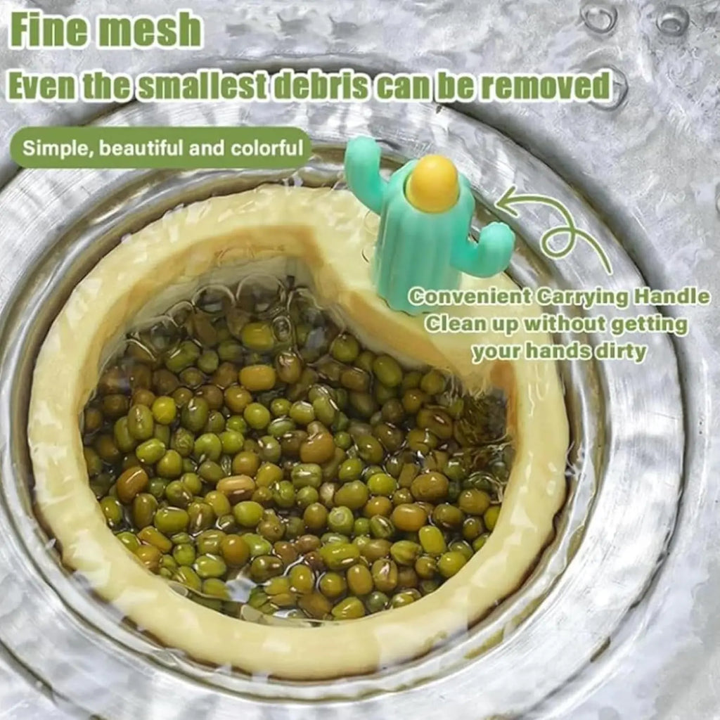 2pcs Cactus Sink Filter Basket, Versatile Kitchen Sink Strainer Cute Sink Filter Basket Kitchen Gadgets Press Automatic Dumping Basket for Home Use (Green & Yellow)