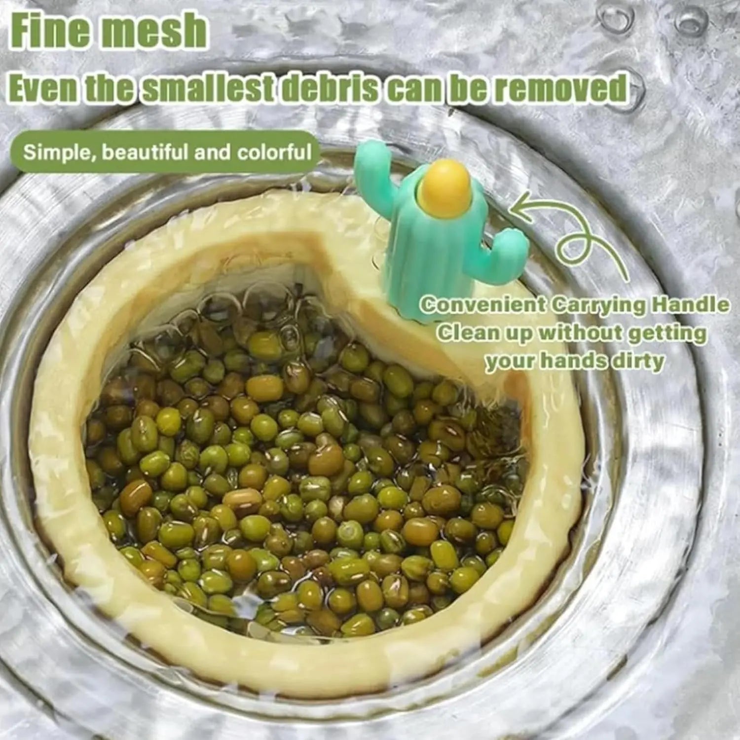 2pcs Cactus Sink Filter Basket, Versatile Kitchen Sink Strainer Cute Sink Filter Basket Kitchen Gadgets Press Automatic Dumping Basket for Home Use (Green & Yellow)