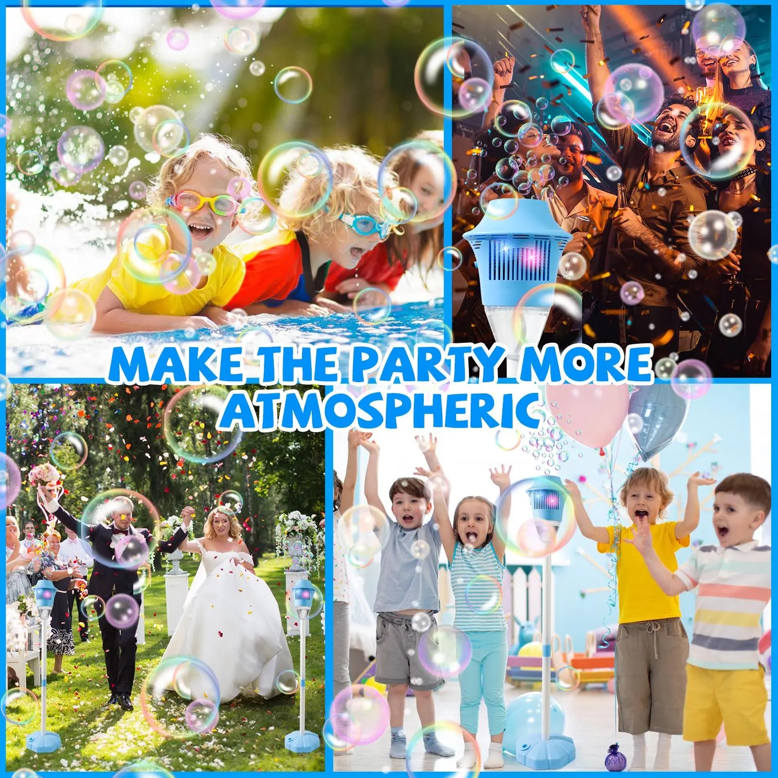 Bubble Maker Toy for Kids Automatic Bubble Blaster with Music & Lights Adjustable Height Perfect for Outdoor & PartyMassive Bubbles