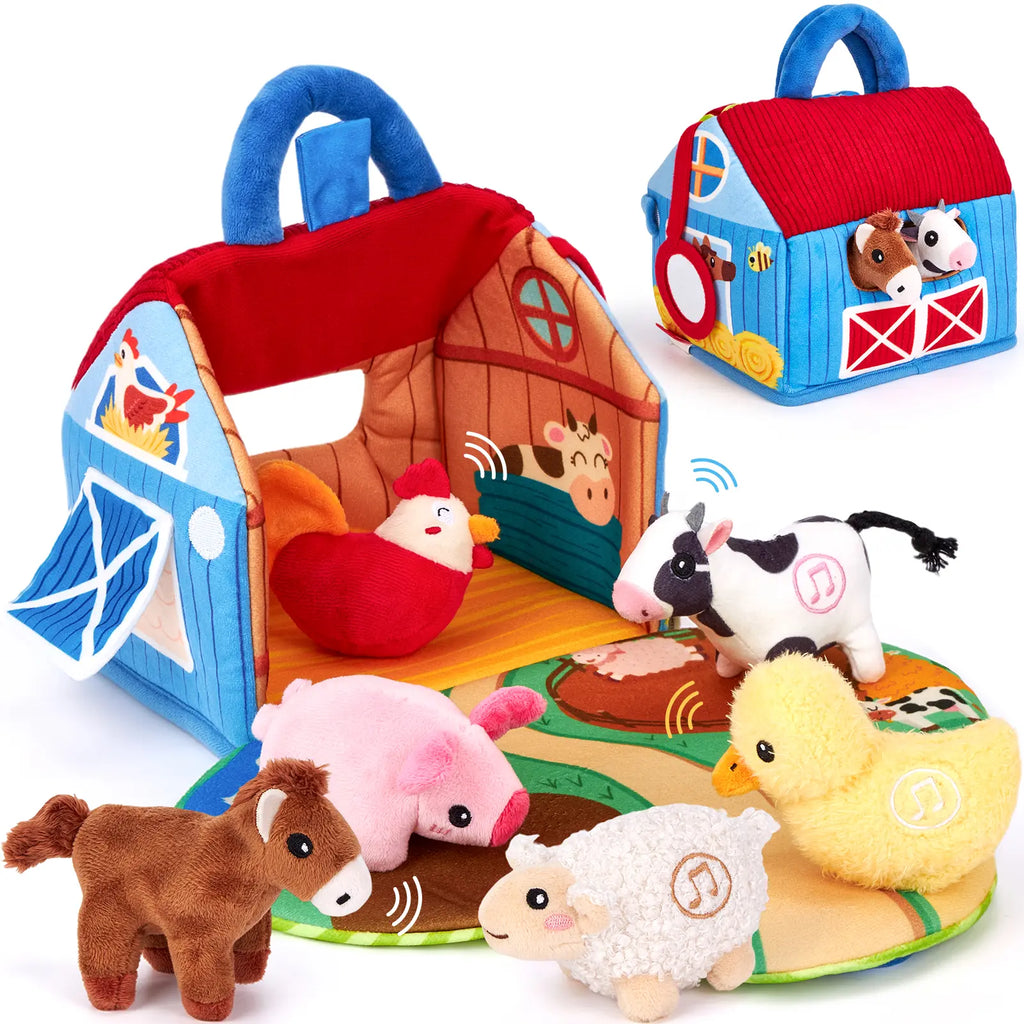 Surprise Barn with Stuffed Farm Animals with Real Sounds