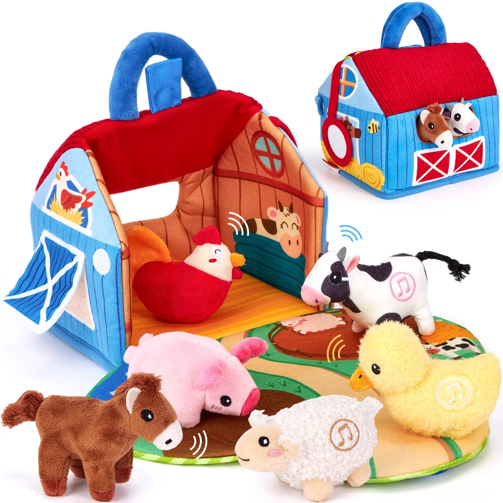 Surprise Barn with Stuffed Farm Animals with Real Sounds