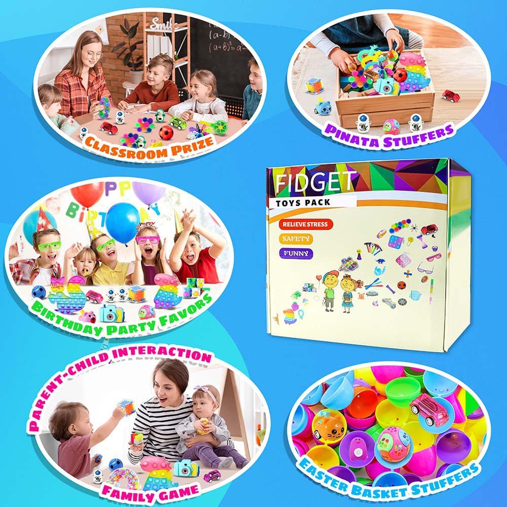 1000pcs Party Favors Goodie Bags for Kids, Fidget Toys Pack, Stocking Pinata Stuffers, Birthday