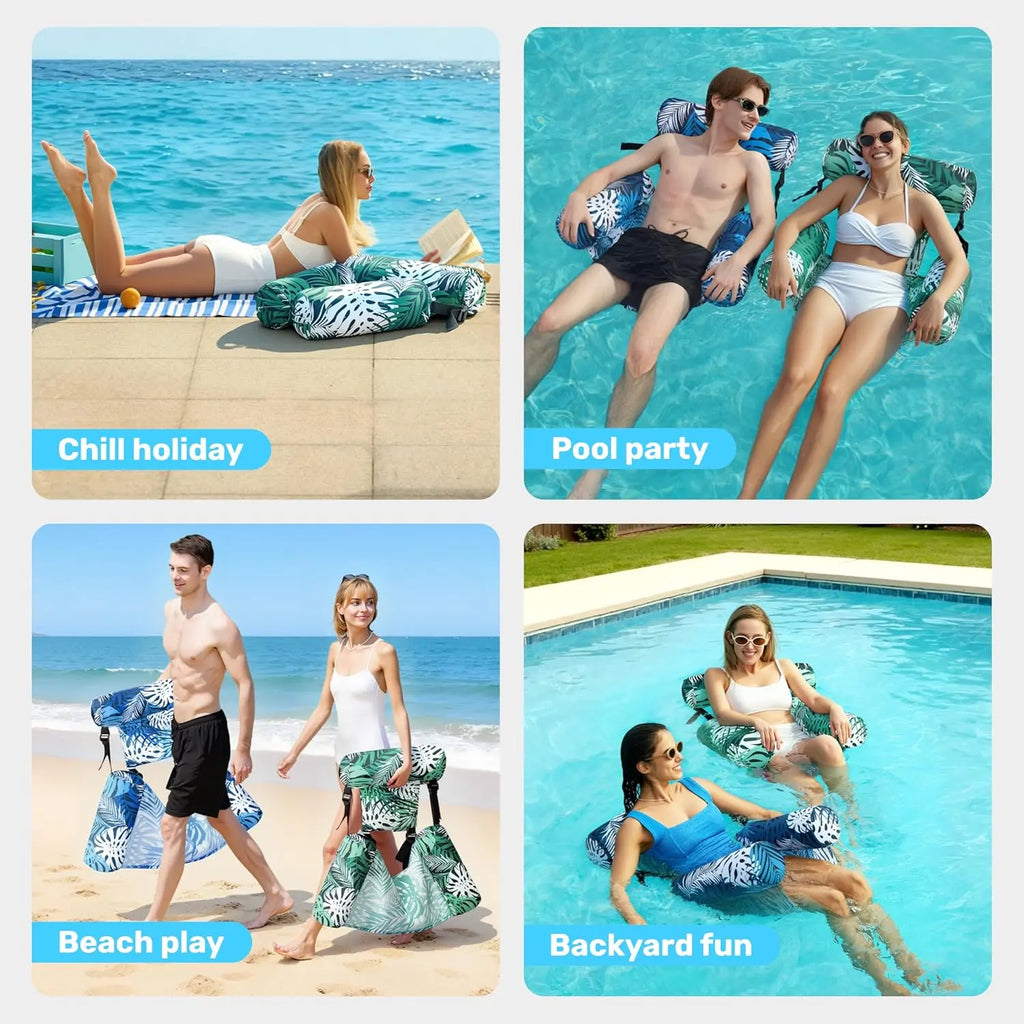 TyMagic Inflatable Pool Floats Adult,Blow up Pool Noodles for Adult,2 Packs / 1 Pack Floating Lounge Chairs,Floating Chair for Party Summer Water Beach Lake Fun Summervibes