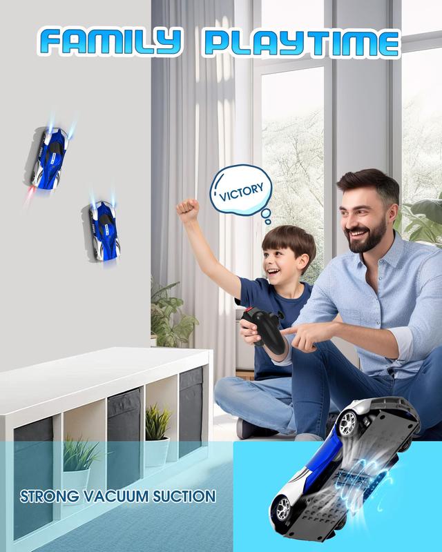 Wall Climbing Car，Electric Remote Toy Racing, with LED Light High-Speed Hobby Toy Vehicle, RC Car Gifts Age 3 4 5 6 7 8 9 Year Old Boys Girls(Red）