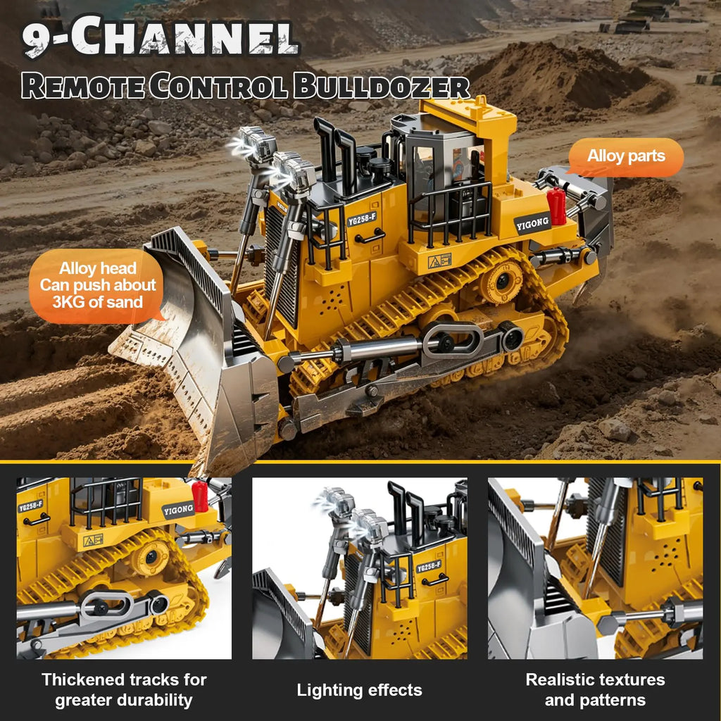 Remote Control Engineering Vehicle 2.4G High-Tech 11 Channels, Remote Control Excavator, Dump Truck, Aluminium Alloy ABS Engineering Vehicle Electronic Toy,Realistic Lights and Sounds,Gifts