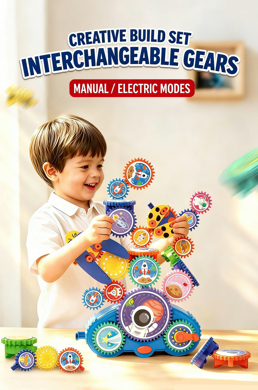 2026 Magic Variable Gear Electric Building Blocks, Creative Linkage Educational Construction Toy
