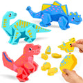 Magnetic Wooden Dinosaur Building Blocks Set
