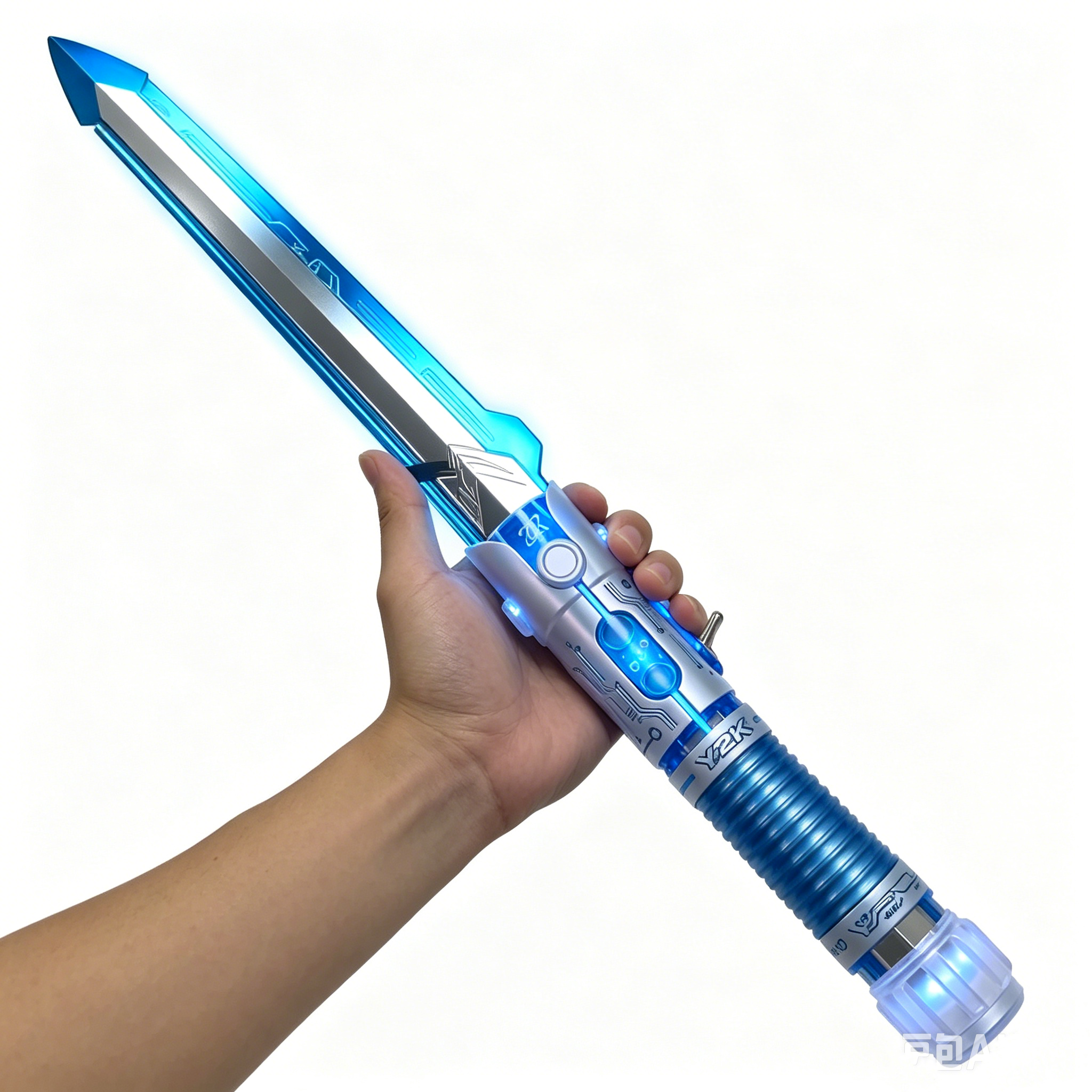 ⚡ Y2K Cyber Transparent LED Light Saber | Flowing Bubble & Battle Sound Light-Up Sword