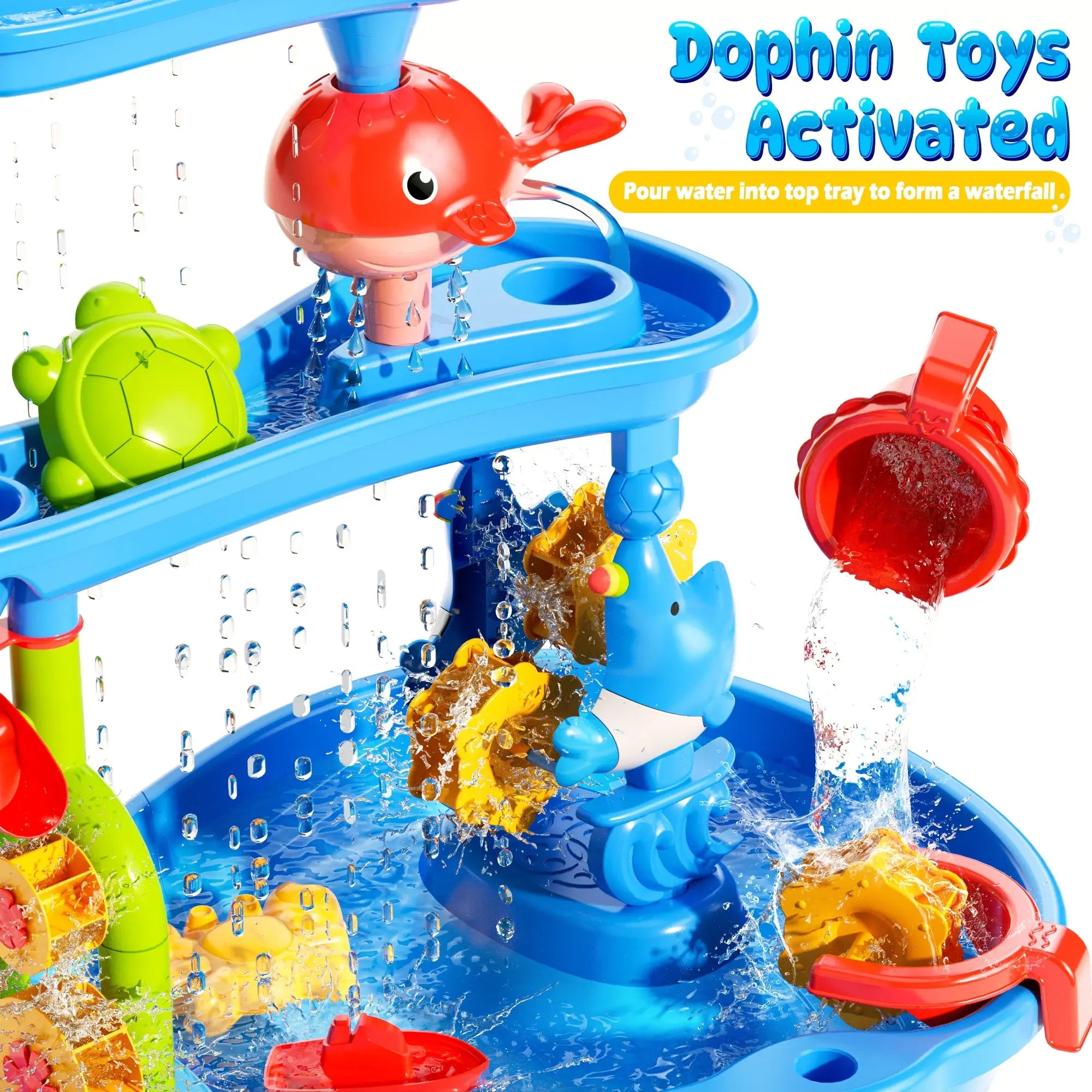 3-Tier Kids Sand Water Table for Beach, 39PCS Activity Sensory Play Table Toys for Toddlers, Water Activity Tables Summer Gift Toys for Outside Backyard summerwins