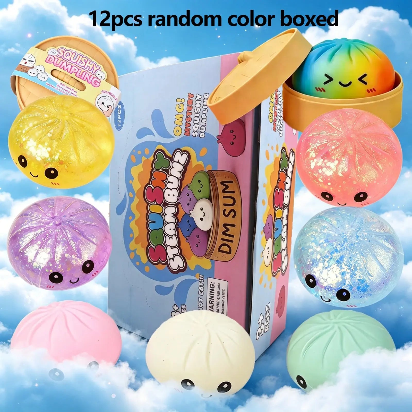 12pc Cute expression big bun Round decompression toy