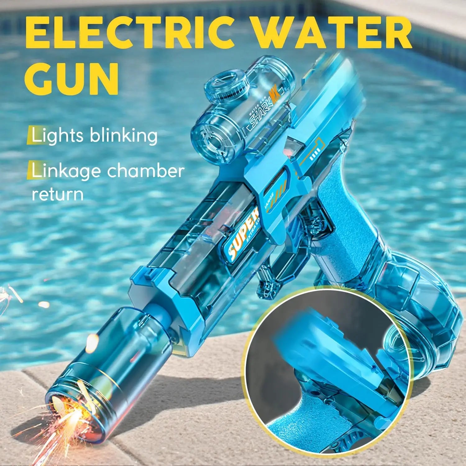 Electric Glow Water Blaster 320cc 32FT Long Range Summer Party Toy