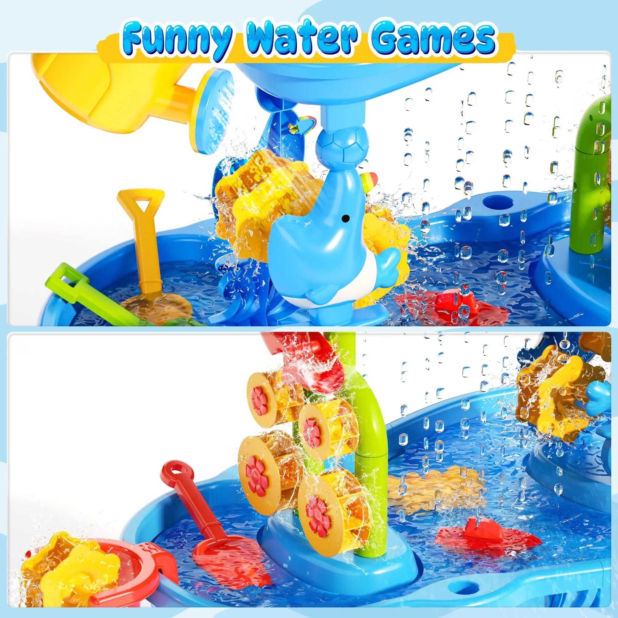 3-Tier Kids Sand Water Table for Beach, 39PCS Activity Sensory Play Table Toys for Toddlers, Water Activity Tables Summer Gift Toys for Outside Backyard summerwins