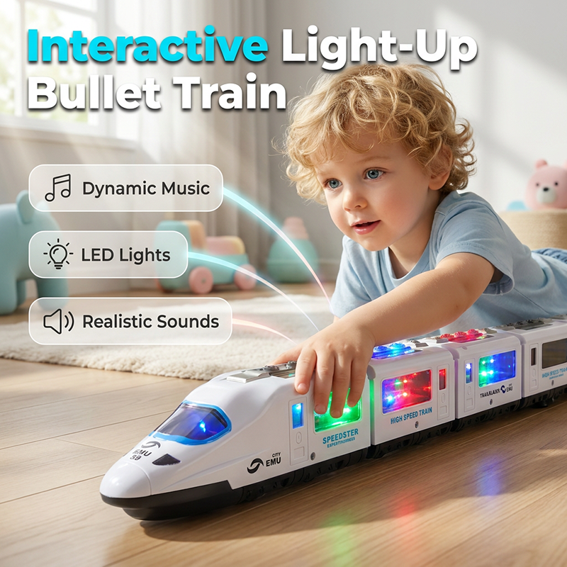 🚄 PROMOTION LIMITÉE -50% ! ✨ Train bullet électrique – Avec éclairage, détection d’obstacles et musique 🎵