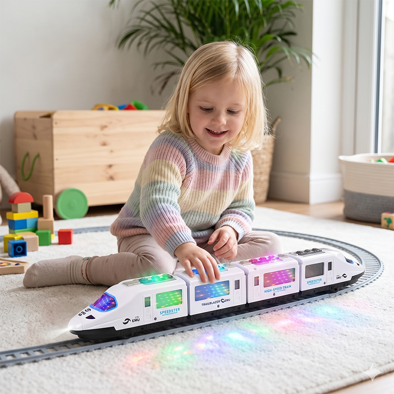 🚄 PROMOTION LIMITÉE -50% ! ✨ Train bullet électrique – Avec éclairage, détection d’obstacles et musique 🎵